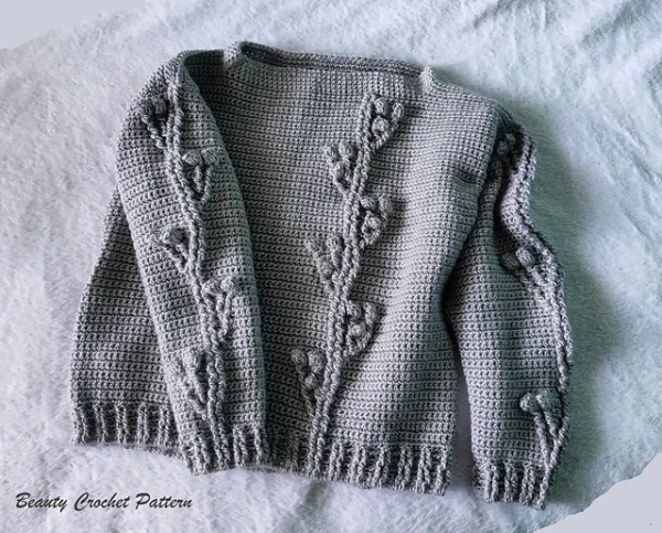 Gray Flowers Sweater 1