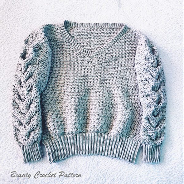 V- Neck Cable Sweater - Image 2